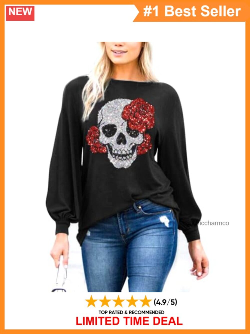 Bishop Sleeve Boat Neck Tunic T-Shirt Loose Fit Pullover Casual